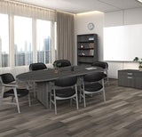 Regency Legacy 8 ft Racetrack Laminate Conference Table with a Charging Port, Durable Construction, Scratch-Resistant Surface, and Modern Design for Professional Office Workspaces - Ash Grey Regency