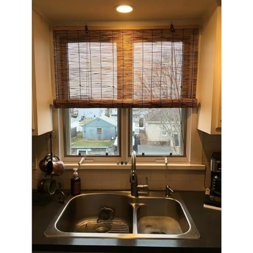 Bamboo Window Blinds 25" 26" 27" 28" 31" 32" 33" 34" 35" 36" 40" 41" 42" 43" 44" 45" 46" 47" 49" 50" 56" 57" 72" Wide, Natural Bamboo Roll Up Curtain Woven Custom Shades Cordless (Size : 40" W x 48" WoodArtSupply