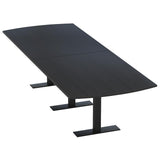 Harmony Series 12 Person Arc Rectangle Conference Table with Matte Black Metal T-Bases | Scratch-Resistant | Modular Meeting Tables for Offices, Conference Rooms | Black Cypress – 12’ SKUTCHI DESIGNS INC.
