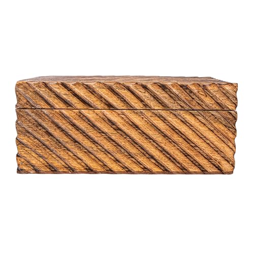 Creative Co-Op Hand-Carved Mango Wood Nesting Boxes with Burnt Finish, Grey, Set of 2 Creative Co-Op