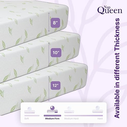 NapQueen Twin Size Mattress, 12 Inch Anula Green Tea Infused Memory Foam Mattress, Twin Size Mattress Bed in a Box, CertiPUR-US Certified Mattress