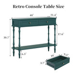 ARTPOWER Console Table for Entryway with 2 Drawers-Minimal Assembly,Green Retro Entryway Table with Storage Cabinets and Open Shelf,Narrow Long Couch Table Behind Sofa for Living Room,Foyer,Hallway ARTPOWER