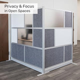 Workflow Modular Wall | Room Divider with Whiteboard, Sound Dampening, & Frosted Acrylic Panels | Expandable Office Partition for Privacy & Stability (53" x 70") S Stand Up Desk Store