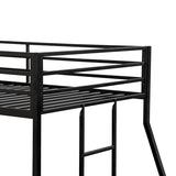 Furniture of America Dravenor Modern Metal Twin Over Full Low Profile Bunk Bed with Reversible Ladder and Twnty-Two Slats, No Box Spring Required, for Kids, Bedroom, Dorm, Black Furniture of America
