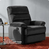 Click365 Davis Graphite Gray Recliner Chair, Upholstered Push-Back Recliner with Padded Arms, Living Room Lounge Chair for TV, Reading or Gaming