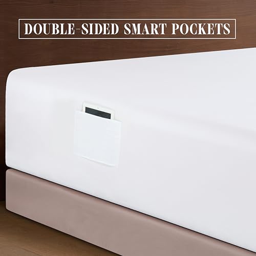 Elegant Comfort Luxury 1500 Premium Hotel Quality Microfiber 4-Piece Sheet Set - Soft, All Around Elastic 18-24 Inches Deep Fitted Sheet - Extra Deep Pocket Sheets, King, White Elegant Comfort