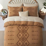 Oli Anderson Tufted Duvet Cover Twin Size, Soft and Lightweight Duvet Covers Set for All Seasons, 2 Pieces Boho Embroidery Shabby Chic Bedding Set (Pumpkin Brown, Twin, 68"×90") Oli Anderson
