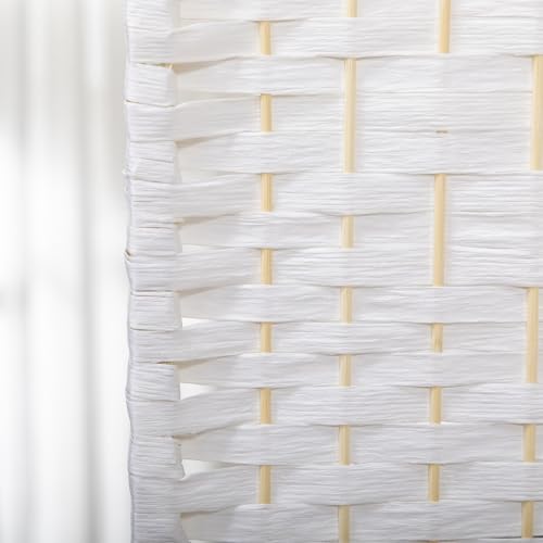 HOMCOM 3 Panel Room Divider, Folding Privacy Screen, 5.6' Room Separator, Wave Fiber Freestanding Partition Wall Divider, White HOMCOM
