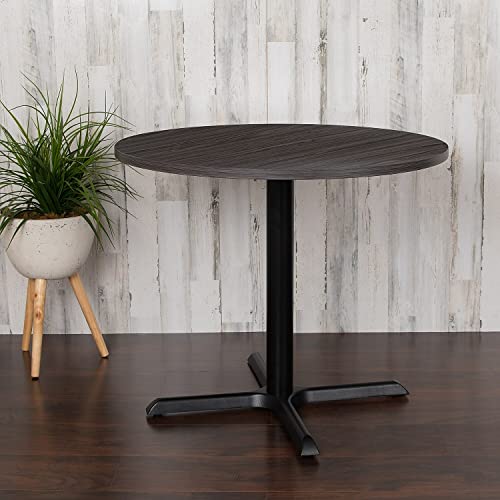 Flash Furniture Chapman 36" Round Multipurpose Conference Table, Business Meeting Table for Office and Conference Rooms, Rustic Gray Flash Furniture