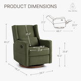 KISLOT Upholstered Recliner Swivel Glider Nursery Chair Reclining Performance Fabric Rocker with Wood Base,Boucle,Moss Green KISLOT