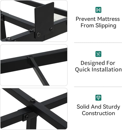 YITAHOME Floating Bed Frame Twin Size, LED Bed Frame with Charging Station, Metal Platform Twin Bed with Heavy Duty Steel Slats Supports, No Box Spring Needed, Easy Assembly, Black YITAHOME