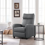 Yaheetech Recliner Chair Set of 2, PU Leather Upholstered Reclining Sofa Chair with Pocket Springs for Living Room, Home Theater Seating Grey