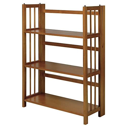 Casual Home 3-Shelf Stackable 27.5" Wide-Chestnut fold Bookcase - WoodArtSupply