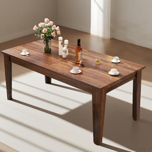 VICBARLEY Extendable Dining Table for 6-10 People,70.87''-106.4''Modern Space-Saving Wood Kitchen Table,Rectangle Folding Conference Meeting Table for Living Meeting Room Kitchen,Walnut VICBARLEY