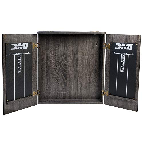 DMI Sports Paris Bristle Dartboard Cabinet Sets - Includes LED Lighting or Electronic Scoring Option, Rustic Grey (D4400W) DMI Sports