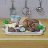 Touch us Thanksgiving Turkey Wooden Kitchen Accessories Toys Wooden Play Food for Little Kids, Pretend Play Roast Chicken Toys for Children Great Lunch Set for 3, 4, 5 Year Old Girls and Boys touch us