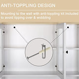 MUPATER 72'' Kitchen Pantry Cabinet Storage Hutch with Microwave Stand, Freestanding Pantry Buffet Cabinet with Adjustable Shelves, Cupboard and Drawer for Home, White MUPATER