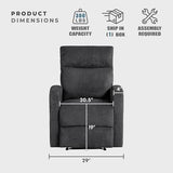 Lexicon Manual Recliner Chair, Textured Microfiber Reclining Chair, Wall Hugger, Track Arms, Magazine Pockets, Manual Recliner for Living Room/Office/Apartment, Easy Assembly, Dark Gray