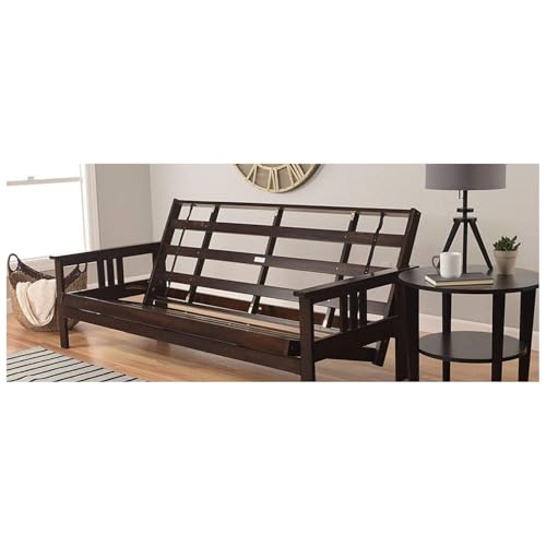 HomeStock Wood Futon Frame Queen Size - Classic Style Sofa Bed with Mission Arms Frame Only/Espresso HomeStock