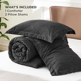 Bedsure Full Comforter Set - Black Soft Bedding for All Seasons, Cationic Dyed Bed Set, 3 Pieces, 1 Full Size Comforter (82"x86") and 2 Pillow Shams (20"x26"+2") Bedsure