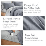 Madison Park Essentials Striped Comforter Set Queen, 7 Pieces Modern Minimalist Jacquard Bedding Set for All Season, Bed in A Bag with Sheet Set and Soft Brushed Reverse, Lightweight Blue/Grey Madison Park Essentials