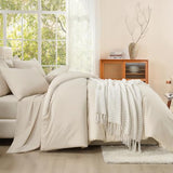 Litanika California King Comforter Set Beige - 7 Pieces Bed in a Bag Cal King Bedding Comforter Sets, Plain Lightweight Bed Set with Comforter, Sheets, Pillowcases & Shams Litanika