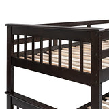 Ball & Cast Twin Over Full Bunk Bed with Storage Ladder and Full-Length Guardrails,Wooden Bunkbed w/Slat Support & into Two Individual Beds,Bedframe Furniture for Student Dorms,Guest Rooms,Espresso Ball & Cast