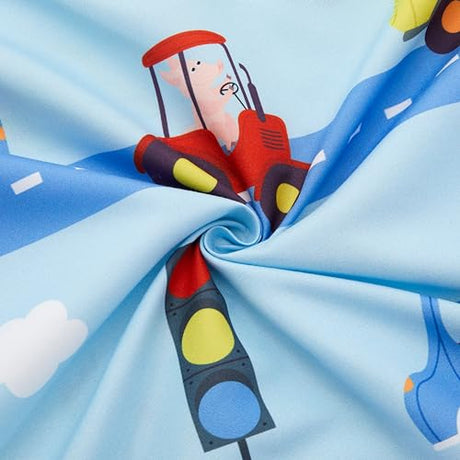PINNKKU 4-Piece Toddler Bedding Set, Includes 1 Flat Sheet, 1 Fitted Sheet, 1 Comforter and 1 Reversible Pillowcase, Standard Toddler Comforter & Sheet Set, Ultra Soft Toddler Bed Set, Cars & Road PINNKKU