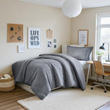Madison Park Essentials Striped Duvet Cover Set Twin/Twin XL, Modern Minimalist Bedding Set with Premium Jacquard Stripe, 2 Pieces Duvet Cover Reversible with Zipper Closure & Corner Ties,Blue/Grey Madison Park Essentials