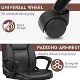 PayLessHere PU Leather Task Chair Home Office Chair Ergonomic Desk Chair with Lumbar Support and Armrests Adjustable Features with Mid Back Swivel Executive Computer Chair (Black) PayLessHere