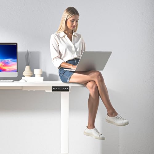GallopFun 330lbs Dual Motor Standing Desk Frame for 43.3 to 70.8″ Desktop, Electric Adjustable Legs with Memory Presets, Stand Up Desk Frame Workstation for Home Office, White Frame Only GallopFun
