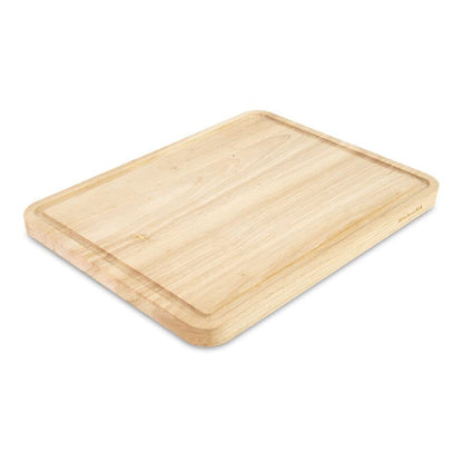 Kitchen Aid Classic Rubberwood Cutting Board with Perimeter Trench, Reversible Chopping Board, 11-inch x 14-Inch, Natural