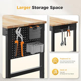 CAMMOO 96" Adjustable Heavy Duty Workbench, 2000 LBS Load Capacity Rubber Wood Work Table with Pegboard, Power Outlets, Work Bench for Garage, Workshop, Office, Home, Commercial, Ships in 2 Boxes CAMMOO