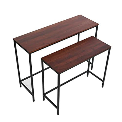 Creative Co-Op Solid Wood Nesting Console Tables with Metal Legs, Walnut Finish, Set of 2 Sizes