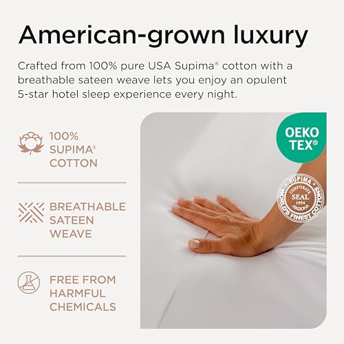 Threadmill 100% American Supima Cotton Sheets King Size - 1000 Thread Count, 4Pc King Size Sheet Set, Smooth Sateen Sheet, Ultra Luxury Bed Sheet, 17" Deep Pocket King Sheet Set - White Sheets Threadmill