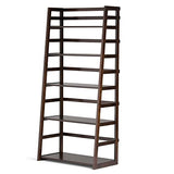 SIMPLIHOME Acadian SOLID WOOD 30 Inch Transitional Ladder Shelf Bookcase in Brunette Brown, For the Living Room, Study Room and Office SIMPLIHOME