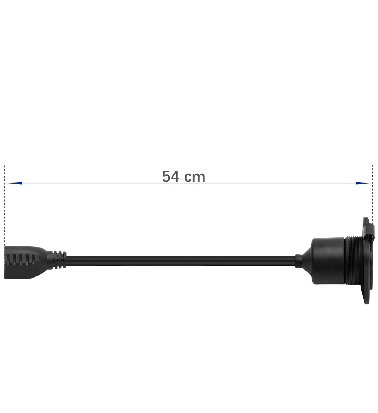 DEALTUS Household 15AMP 125V Flanged Power Inlet with Waterproof Cover, Nema 5-15P Male Flanged Inlet to 5-15R Female Extension Cord for RV EV, 1.8 Feet (55CM) ETL Verified DEALTUS