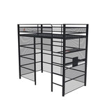X Rocker Battle Den Twin Size Gaming Bunk Bed, Metal Frame with Grid Mesh Sides, High Sleeper, Fixed Ladder, Black X Rocker