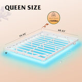 WLIVE Floating Queen Bed Frame, 1500Lbs Heavy Duty Metal Platform with LED Light and Charging Station, No Box Spring Needed, Easy Assembly, No Noise, Queen Size, Black, White WLIVE