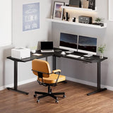 FLEXISPOT L Shaped Standing Desk, 71 x 63 Inch Electric Height Adjustable Corner Desk, Sit Stand Computer Workstation, Preset Controller, Home Office, Black Frame with Black Top FLEXISPOT