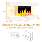 COCO DESIGN 32-Inch Floating Mantel with 18 Inch Wall Mounted Electric Fireplace, All-in-One Fireplace with Colored Crystal Stone, Multi Ambient Light Colors with Remote, 1500W Heater, White COCO DESIGN