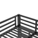 Bellemave Twin Over Full Bunk Bed with Ladders, Metal Bunk Beds Frame with Full-Length Guardrails, Heavy-Duty Bunkbed for Bedroom, Guest Room, Dorms, Noise-Reduce and No Spring Box Needed, Black Bellemave