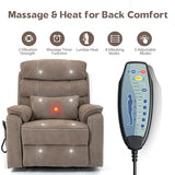 JIKFRIMA Power Lift Recliners Chairs for Elderly Adults Lay Flat Recliner with Heat & Massage, Wireless Charging Device, USB Ports, Cup Holder, Lumbar Pillow, 400Lbs（Velvet Fibric,Light Brown）