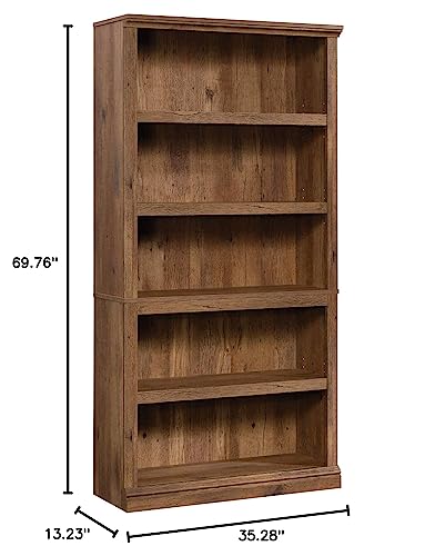 Sauder Vintage Oak 5-Shelf Bookcase for Stylish Storage Solutions Sauder