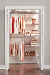 Rubbermaid Configurations Deluxe Custom Closet Kit, 4-8 Ft. Adjustable Metal Wire Shelving, Titanium Finish, Expandable Organization System, Hardware Included, for Home Closet/Pantry/Laundry/Mudroom Rubbermaid