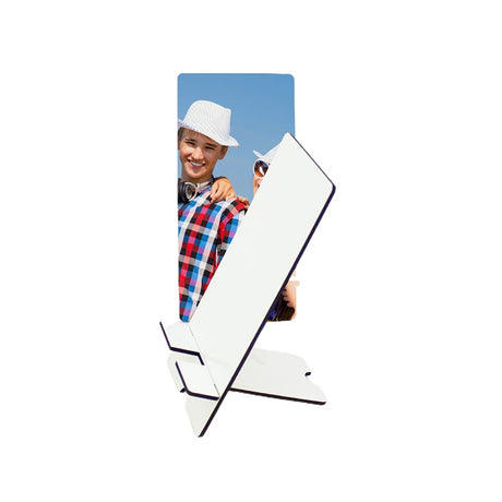MR.R 5 Pieces Sublimation Blanks Cell Phone Stand Holder MDF Sublimation Desktop Phone Holders Smartphone Tablet Stands DIY Portable Craft Phone Bracket for Table Nightstand Home Office MR.R
