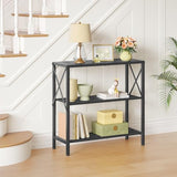 Hoctieon Industrial Console Table, 3-Tier Entryway Table, Metal Frame, Sofa Tables with Shelf, Hallway Desk, Entrance Desk for Entryway, Living Room, Foyer, Hallway, Black Hoctieon