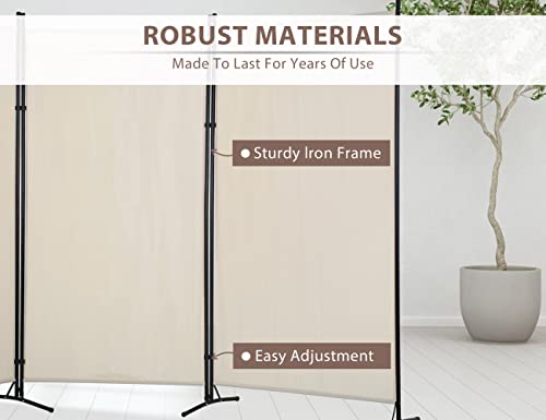 3 Panel Room Divider, Folding Portable Office Walls Dividers with Metal Frame Privacy Screen for Home Office Dorm Separation，Fabric Room Dividers，Room Dividers and Folding Privacy Screens，Beige Ckofgdsue