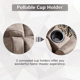 CANMOV Large Power Lift Recliner Chairs with Massage and Heat for Elderly Big People, Heavy Duty Motion Reclining Mechanism-Anti Skid Fabric Recliner Chair with 2 Concealed Cup Holders,Light Brown
