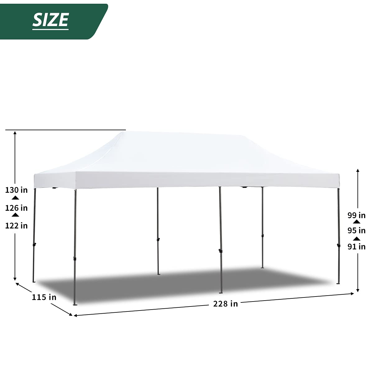 EROMMY 10' x 20' Pop Up Canopy Tent, Commercial Instant Canopy with Roller Bag, 6 Sand Bags, Outdoor Canopies for Festival, Event, White EROMMY
